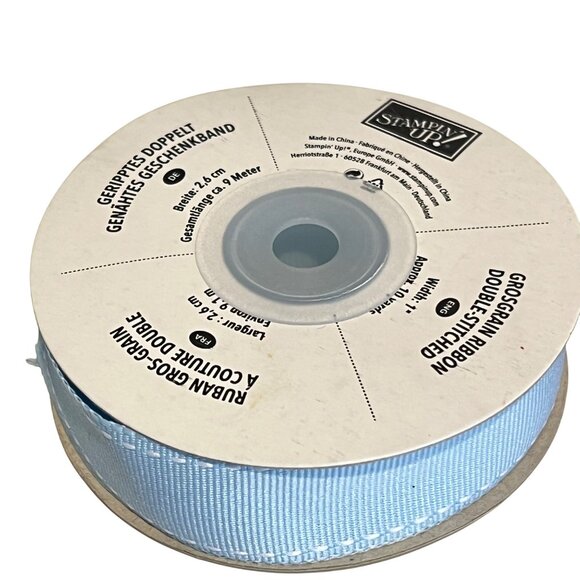 Stampin Up! Grosgrain Double-Stitched Ribbon Set Real Red Bashful Blue Chocolate - Picture 6 of 7